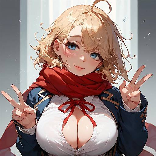 Anime Girl in School Uniform with Scarf