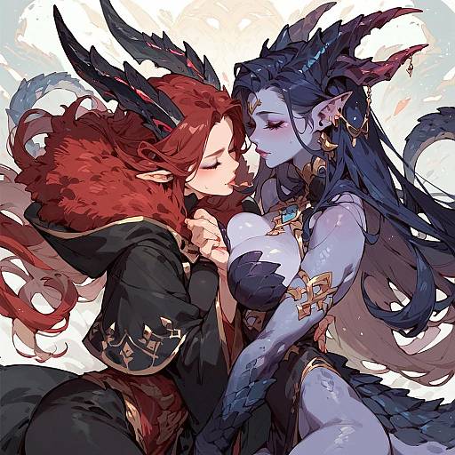 Horned Scaled Monster Girl Wizard