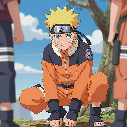 Intense Naruto in Dynamic Crouching Pose