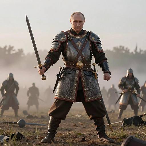 Putin as Medieval Russian Warrior