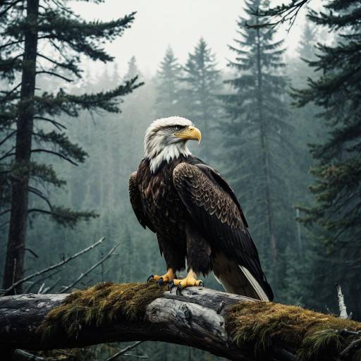 Majestic Eagle Serenity in Misty Forest Majestic Eagle Serenity in Misty Forest