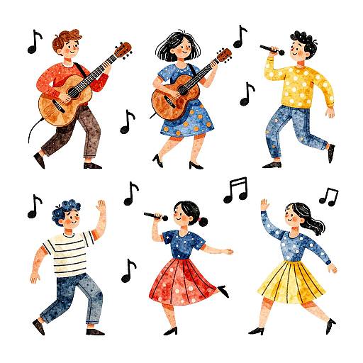 Whimsical Music Dance Illustrations