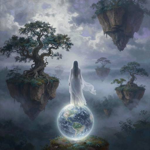 Ethereal Spirit Over Misty Valley