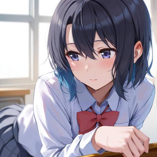 Illustration of Adachi sakura, adachi to shimamura in the style of Leviathan (hikinito0902)