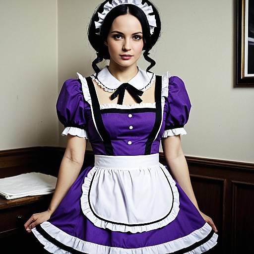 Elegant Purple and White Maid Costume
