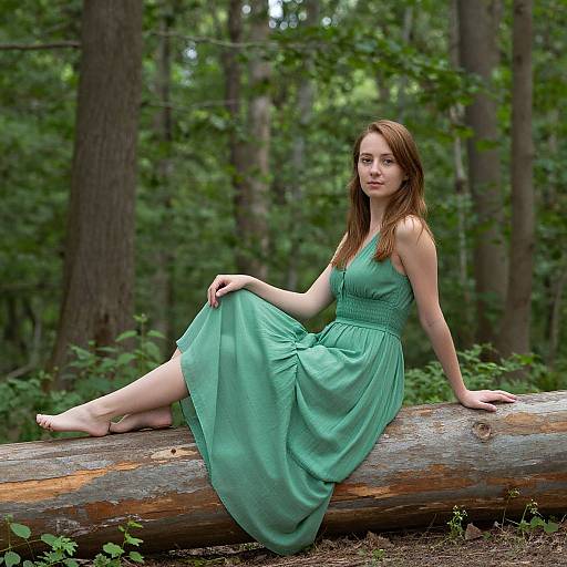 Woman in Lush Forest Serenity
