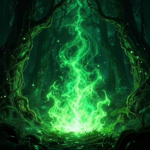 Green Flame in Enchanted Forest