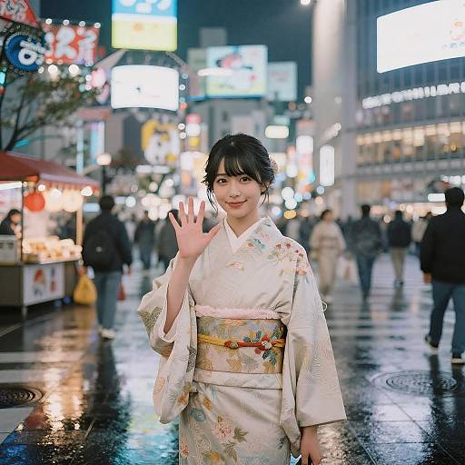 Elegant Japanese Woman in Neon Tokyo