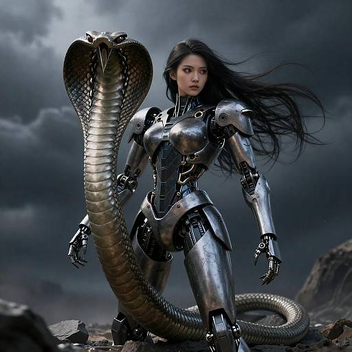 Cyborg Siren Amid Storm and Cobra
