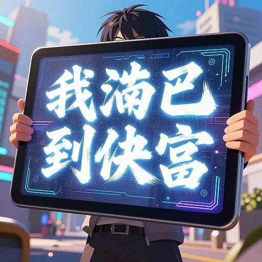 Futuristic Anime Text Generator Tablet