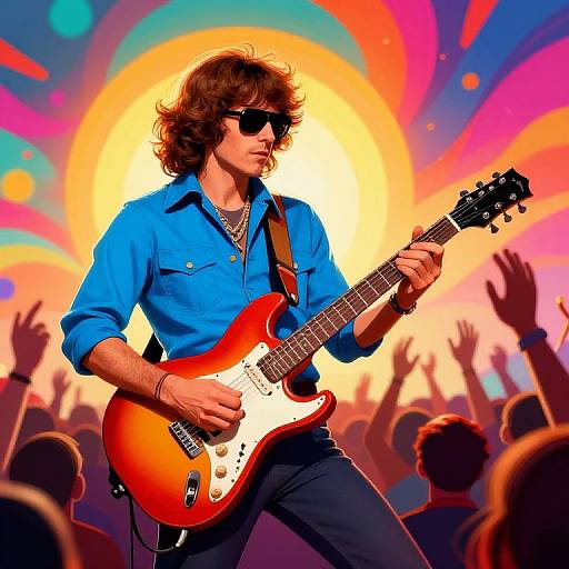 1970s Psychedelic Guitarist Artwork