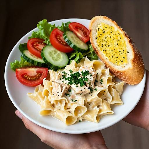 Creamy Chicken Alfredo with Salad