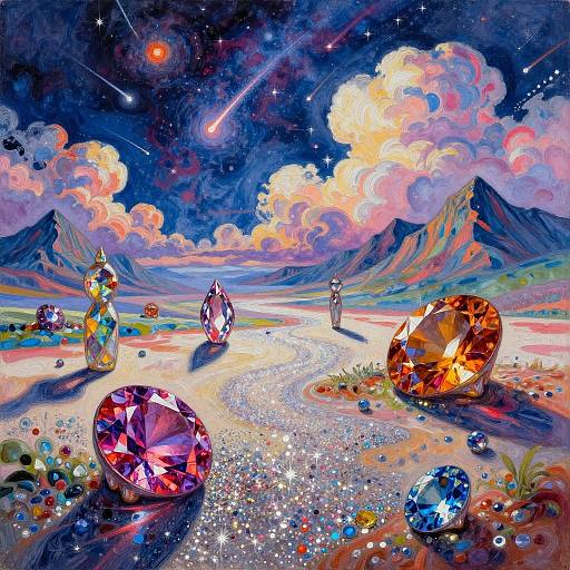 Vivid Gemstone Sci-Fi Landscape