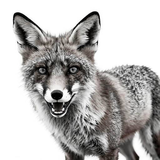 Tense Red Fox Line Art