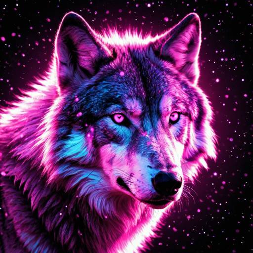 Radiant Crystalline Wolf in Magenta Glow