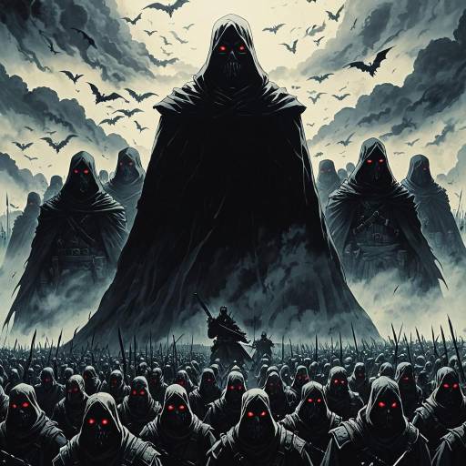 Army of Shadowy Phantoms with Red Eyes