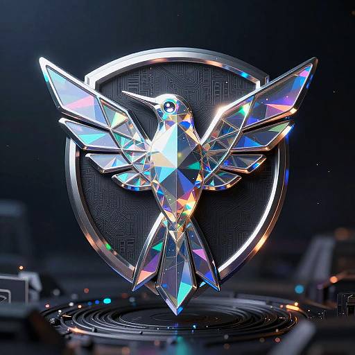 Ultra-Detailed Cyber Hummingbird Emblem