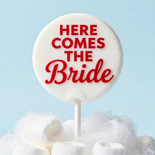 Bride-Themed White Lollipop Photo