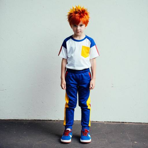 Young Boy Cosplay with Spiky Orange Hair