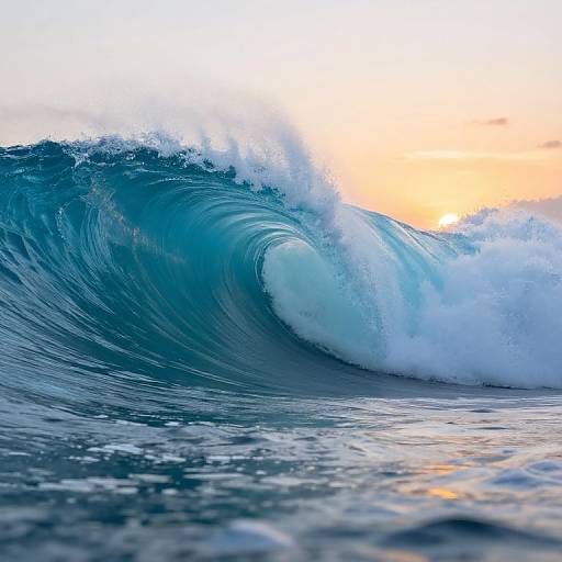 Bishonen Curled Ocean Wave at Sunset