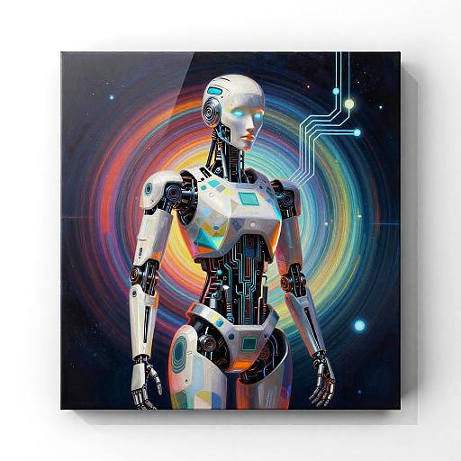 Cyberpunk AI Robot Painting Art