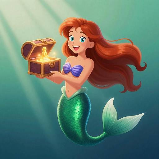 Enchanting Mermaid with Glowing Treasure