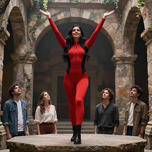 Heroic Woman in Vibrant Ancient Setting