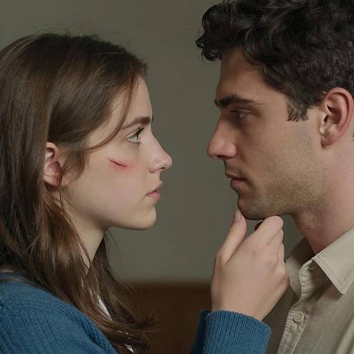 Intense Close-Up of Man and Woman with Wound