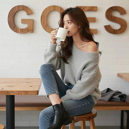 Cozy Asian Woman in Natural Light