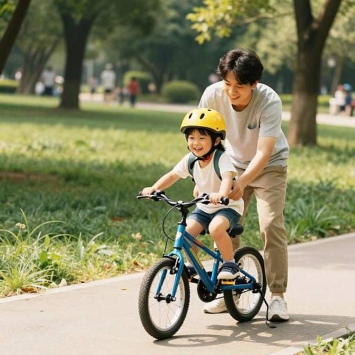 Joyful Child Learning to Ride a Bike