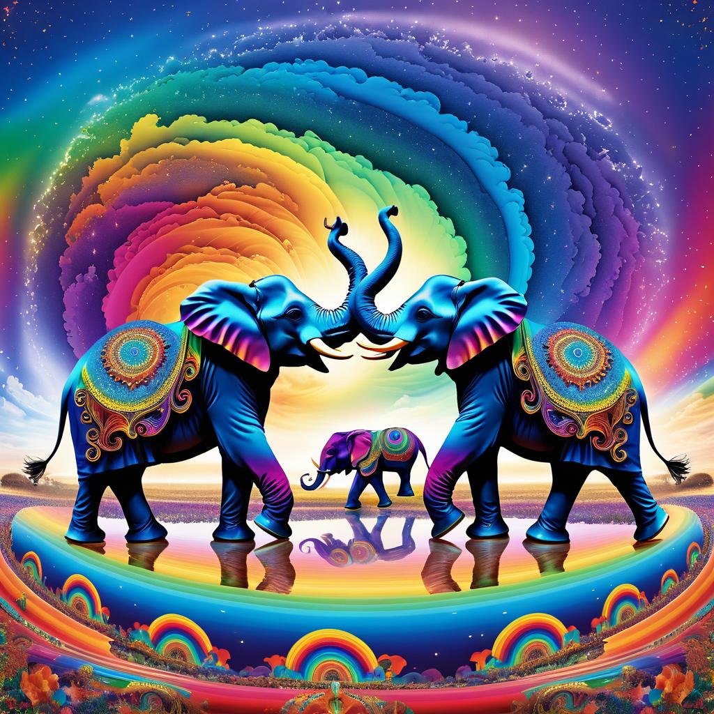 Dancing Elephants in a Magical Landscape