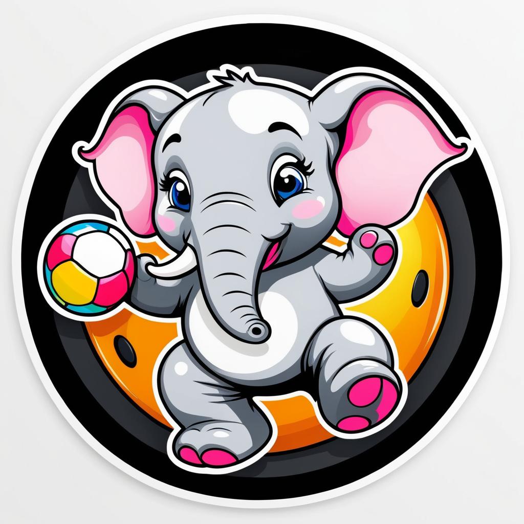 Playful Cartoon Elephant Jumping with Ball