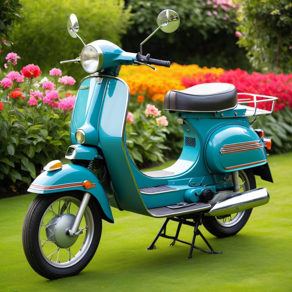 Charming Classic Moped in Floral Paradise