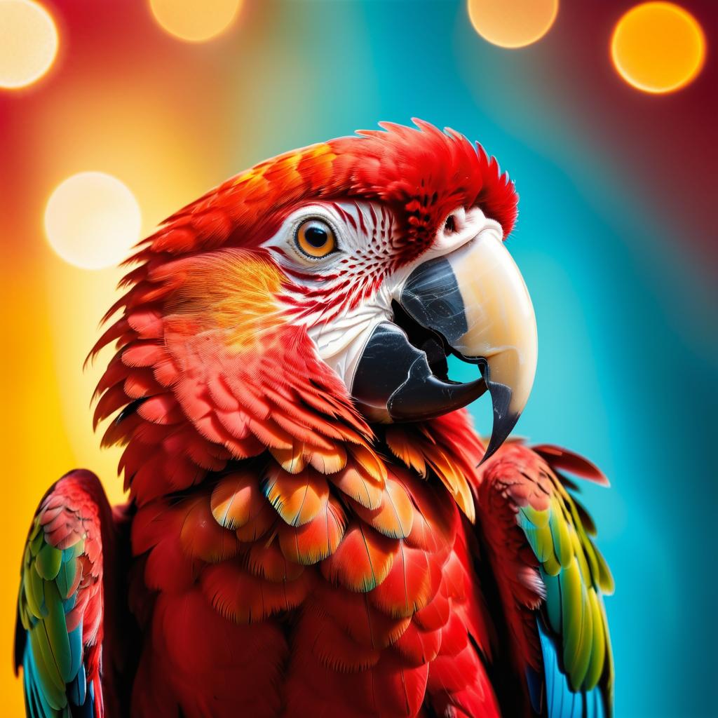 Vibrant Red Macaw with Cheerful Beak