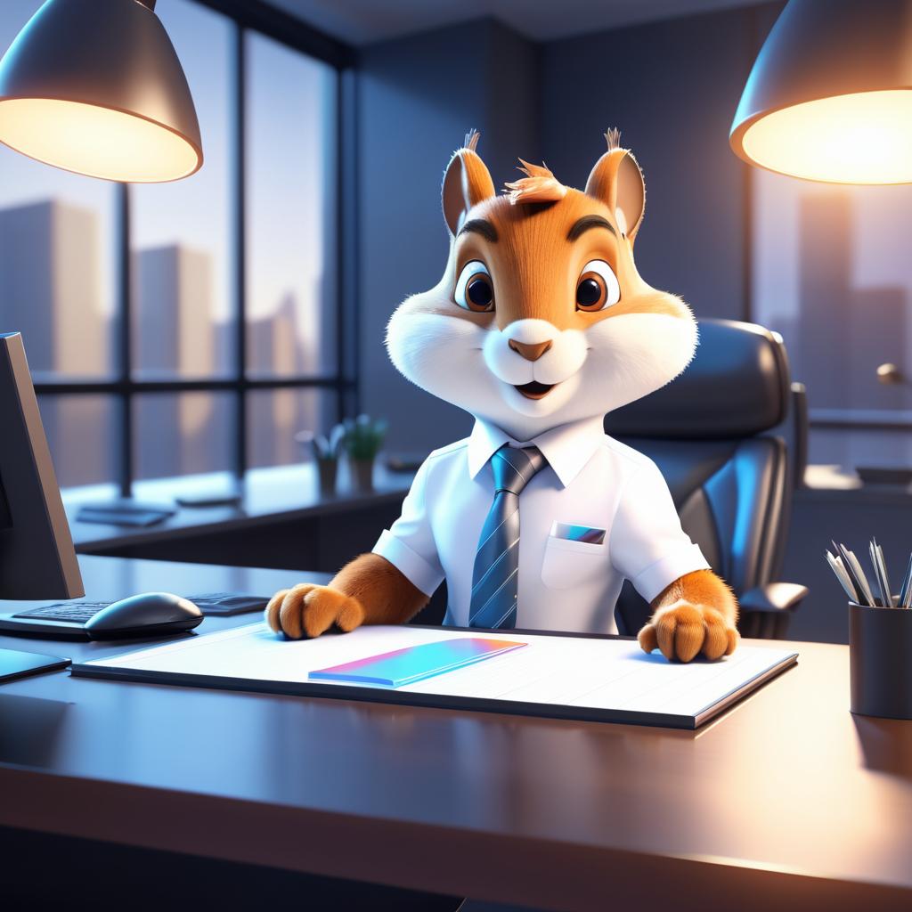 Business Squirrel in a Stylish Office