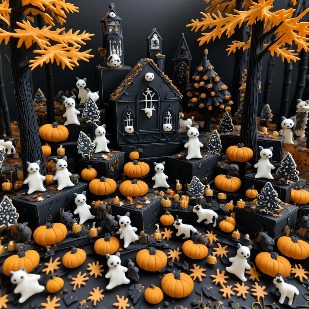 Gothic Halloween Forest with Skeletons