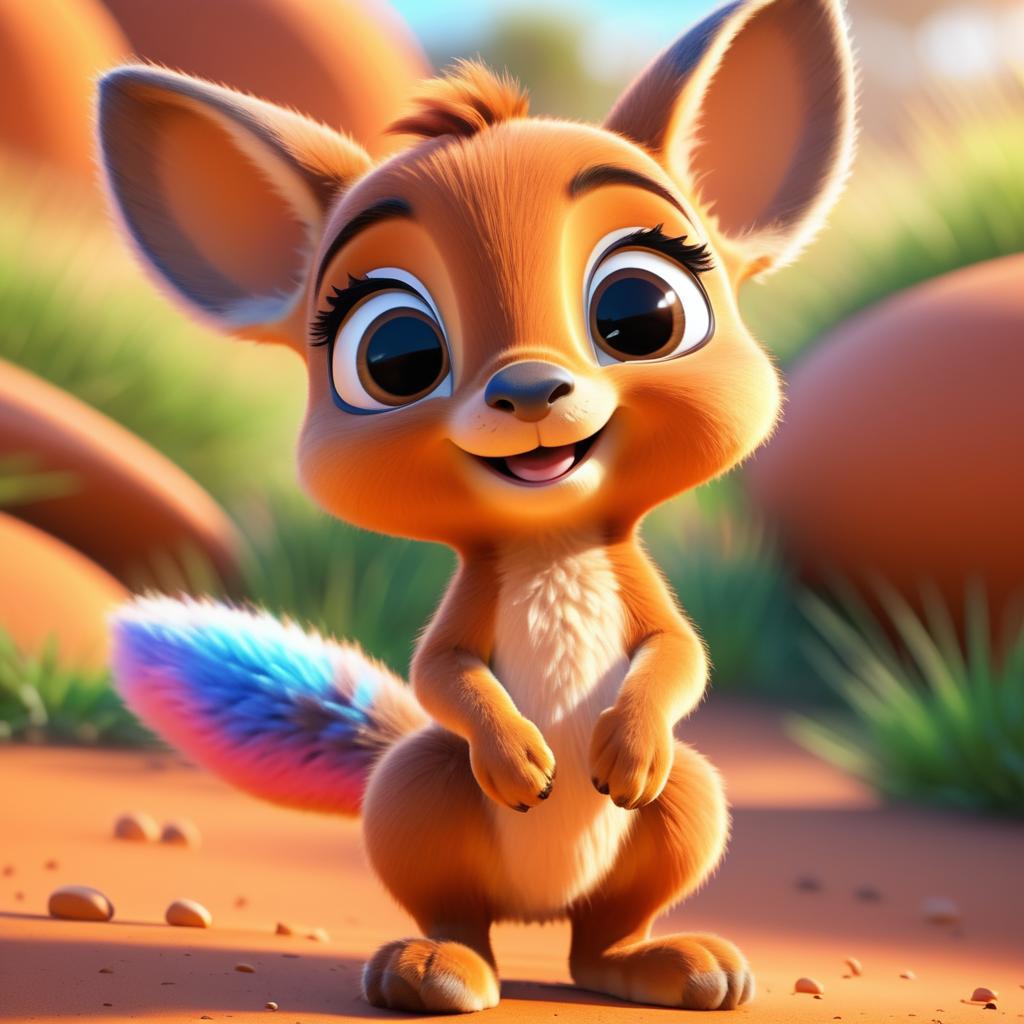 Adorable Baby Kangaroo in Pixar Style