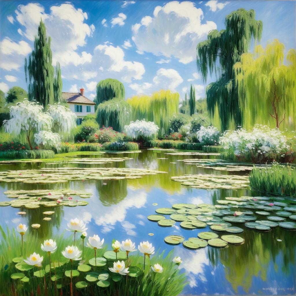 Monet's Tranquil Garden with Water Lilies