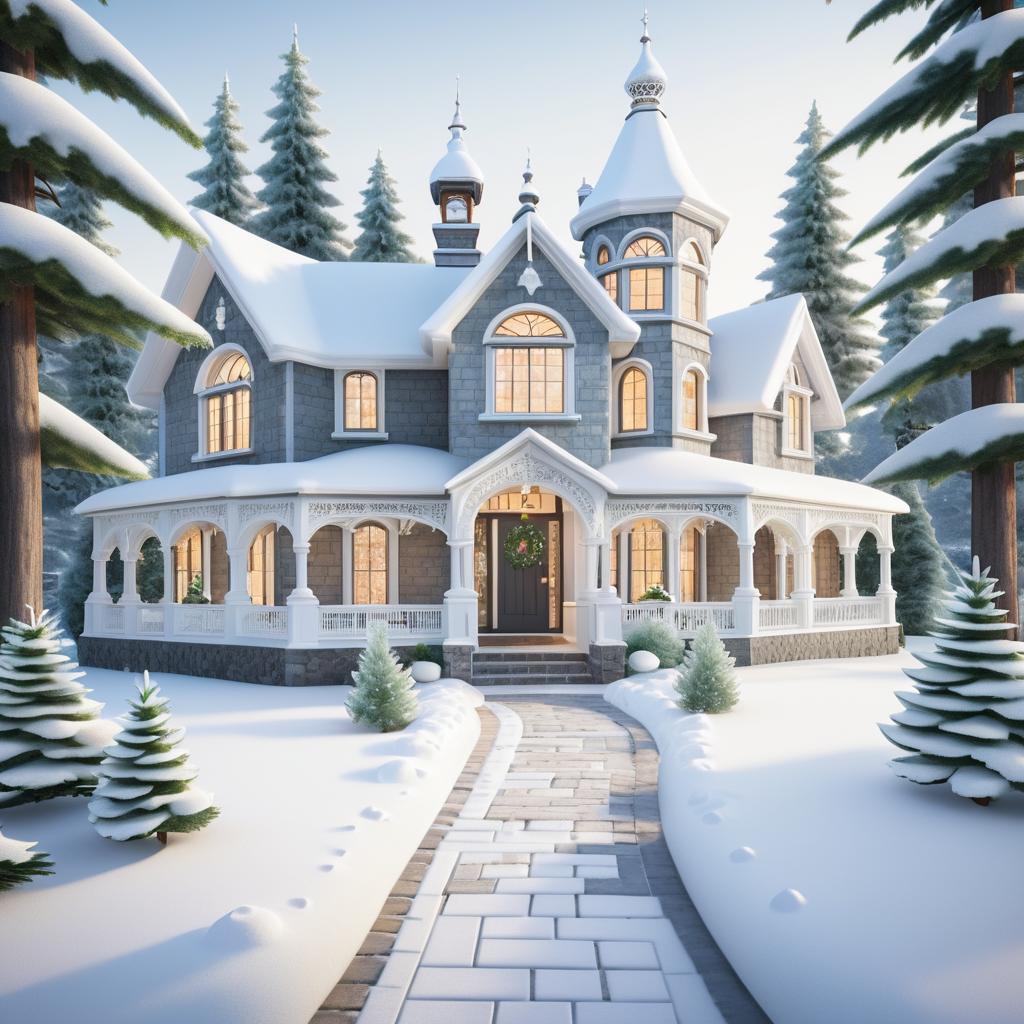 Winter Wonderland Victorian Schoolhouse Scene