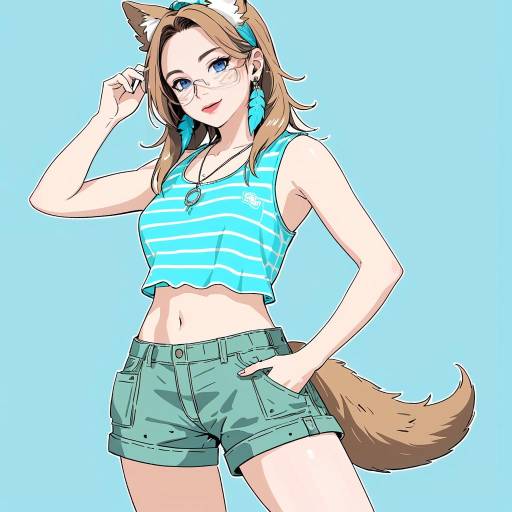 Cowgirl with Turquoise Bandana and Animal Features Cowgirl with Turquoise Bandana and Animal Features
