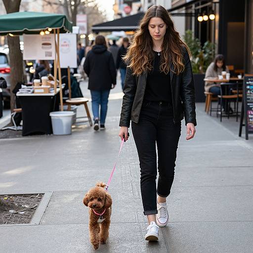 Poodle Walk in Busy City