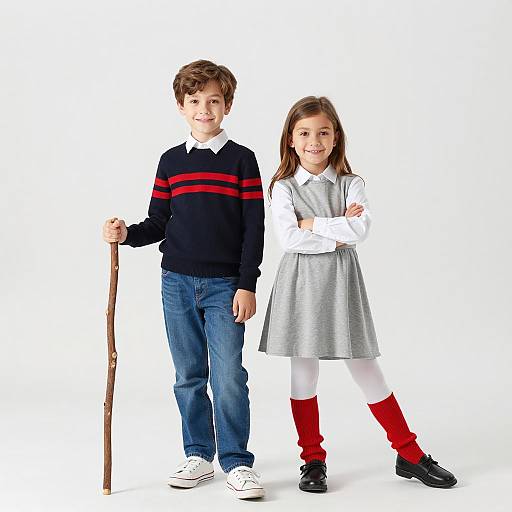 Cheerful Kids Portrait on White Background