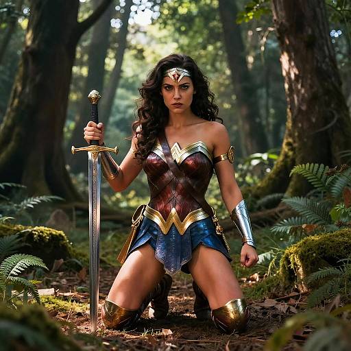 Wonder Woman in Serene Forest