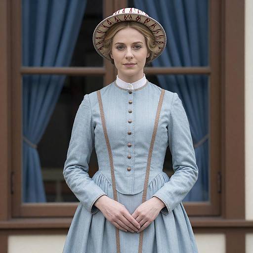 Victorian Lady in Light Blue Gown