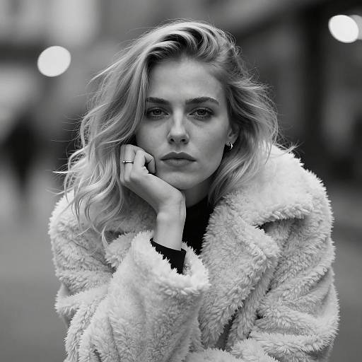 Elegant Blonde in Furry Coat Portrait