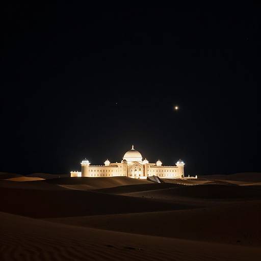 Floating Desert Palace with Luminous Spheres