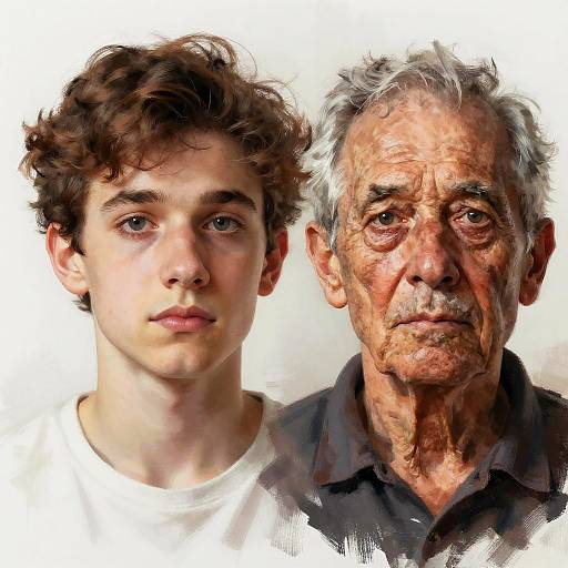 Split Portrait Showing Youth and Aging