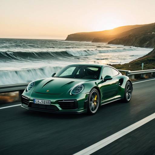 Thrilling Coastal Drive in Chrome Green Porsche