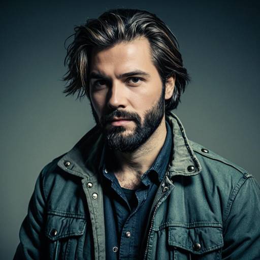 Rugged Man with Unkempt Hair and Beard