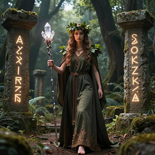 Mystical Forest Cabible with Crystalline Staff